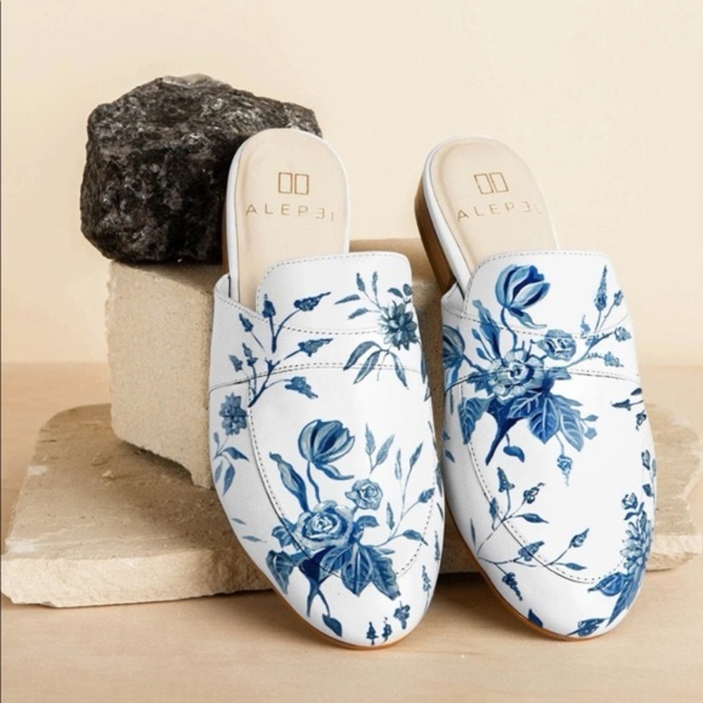 Alepel x Loveshack Fancy hand painted leather mules